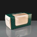 Premium Windowed Green Christmas Chocolate Log Boxes 8x4x4