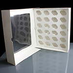 White 24 Cavity Mini Cupcake Boxes Film Window - Box of 100