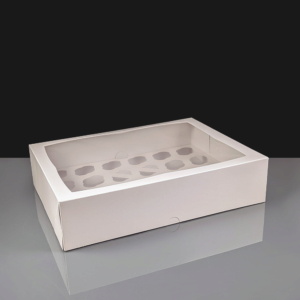 White 24 Cavity Mini Cupcake Boxes Film Window