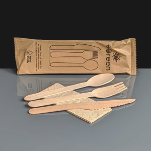 4 in 1 Wrapped  Wooden Cutlery Set