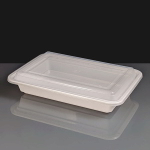 28oz White Plastic Container and Clear Lid