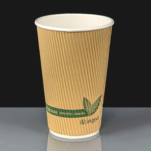 16oz Ingeo PLA Compostable Hot Drink Paper Ripple Coffee Cup