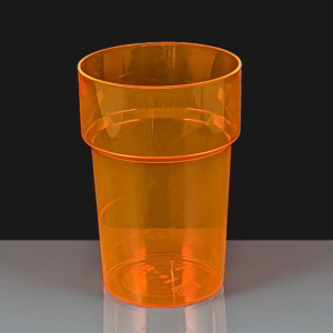 Orange Reusable Pint UV Plastic Glasses