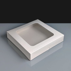 White Cake Box With Window - 204 x 204 x 37mm 