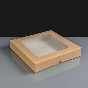 Kraft Cake Box With Window - 204 x 204 x 37mm 