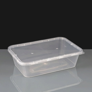 Economy 650cc Clear Rectangular Plastic Container and Lid