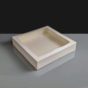 White Cake Box With Window - 258 x 258 x 52mm 