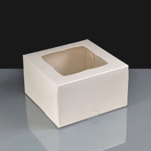 White Cake Box With Window - 125 x 125 x 75mm 