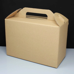 Large BROWN Corrugated Carry Box / Handled Lunch Box - Pack of 20