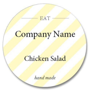 Custom Round Label - EAT Hand Made Yellow (Roll of 25)