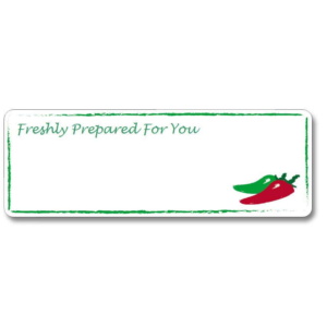Rectangular Gloss Chilies Label - Freshly Prepared For You (Roll 25)