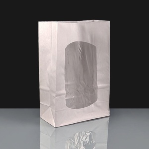 150x220x70mm White Film Lined Deli Bag w. Window: Box of 250