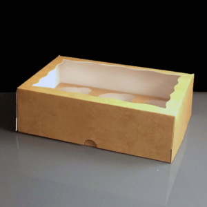 Kraft Windowed Six Cupcake Boxes - Box of 100