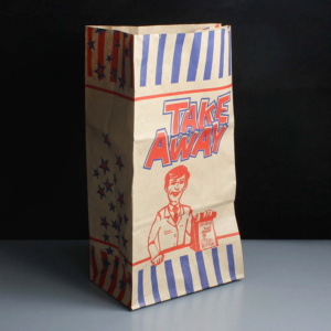 Small Takeaway Brown Paper Bags with Printed Design