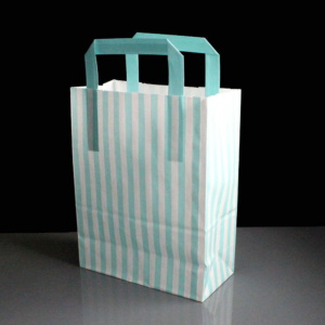 Aqua Candy Striped Handled SOS Bags 250 x 140 x 300mm