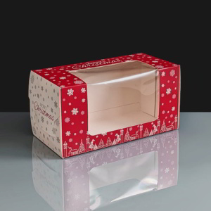 Premium Windowed Christmas Chocolate Log Boxes 8x4x4