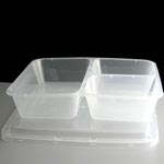 1200cc Clear 3 Compartment Rectangular Plastic Container and Lid