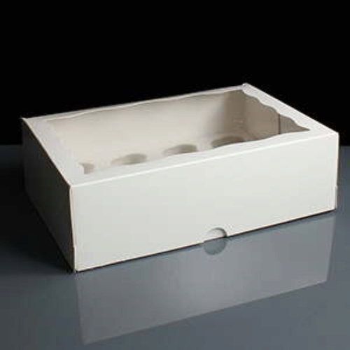 White 12 Hole Mini Cupcake Boxes Film Window