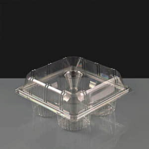 4 Cavity Plastic Hinged Cupcake Box or Pod