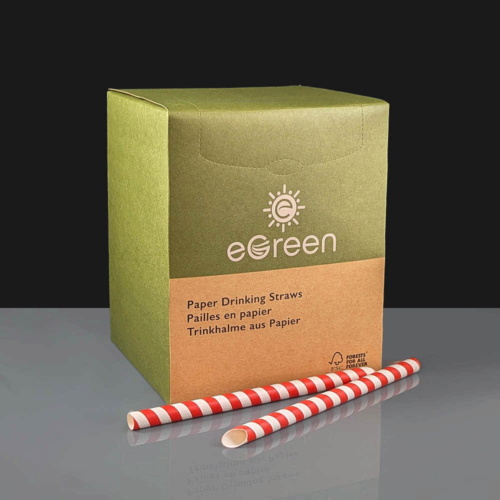 Bubble Tea Straws - Red / White 200mm x 12mm