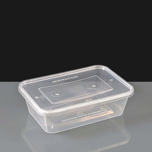 750cc Clear Rectangular Plastic Container and Lid