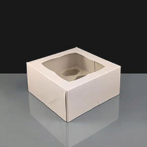 White 6 Hole Mini Cupcake Boxes Film Window