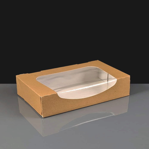 Kraft Rectangular Cake Box With Window - 200 x 120 x 40mm 