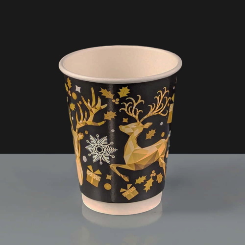 8oz Festive Christmas Design Paper Coffee Cup