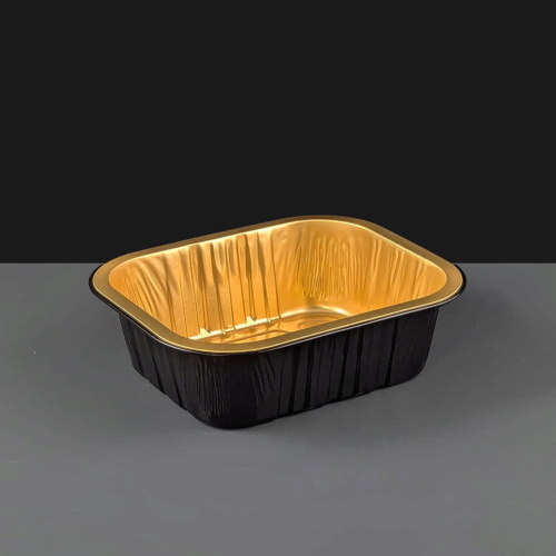 i2r 500ml Black / Gold Rectangular Foil Trays 150 x 125 x 45mm