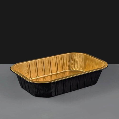 i2r 1000ml Black / Gold Rectangular Aluminium Container 220 x 150 x 45mm