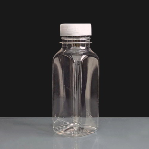 250ml Square Plastic rPET Juice Bottle with Tamper Evident Cap