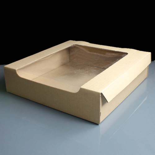 Corrugated 11 x 11 x 3 Kraft Cake Box with Film Window