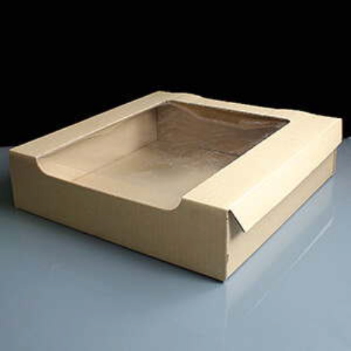 Corrugated 11 x 11 x 3 Kraft Cake Box with Film Window