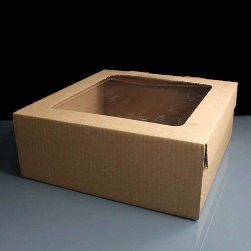 Corrugated 11.5 x 11.5 x 4 Kraft Cake Box with Film Window