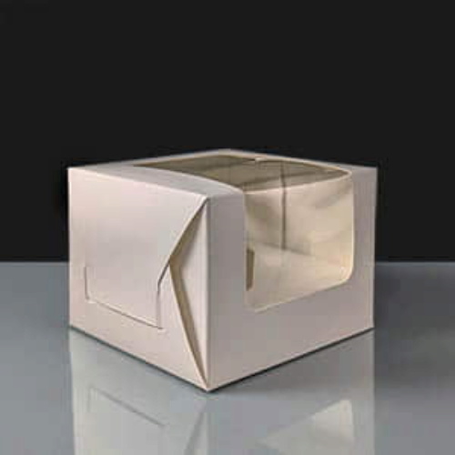 White Single Hole Cupcake Boxes With Window