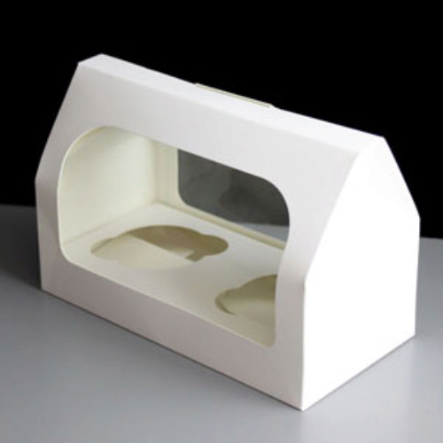 White Windowed Cupcake Boxes with 2 Hole Insert
