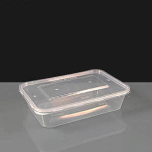 Economy 500cc Clear Rectangular Plastic Container and Lid