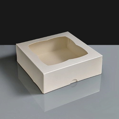 White Cake Box With Window - 157 x 157 x 51mm 