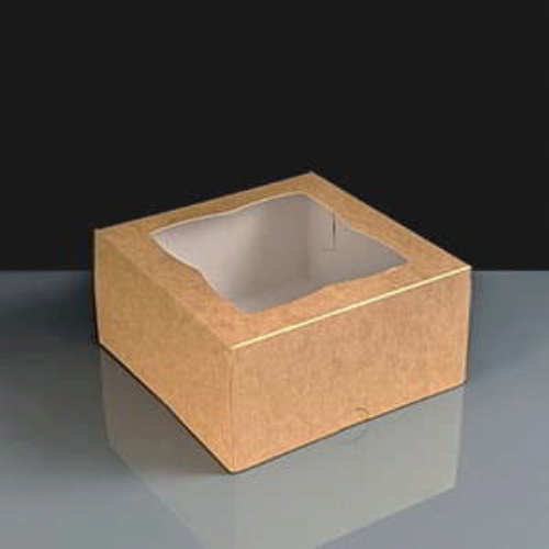 Kraft Cake Box With Window - 154 x 154 x 75mm 