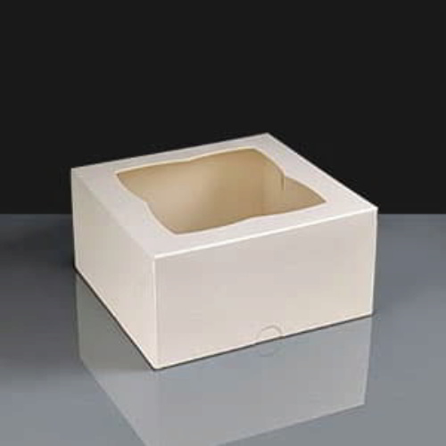 White Cake Box With Window - 154 x 154 x 75mm 