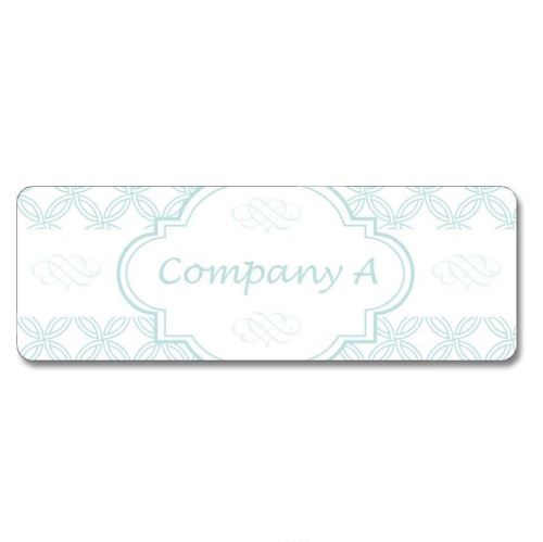 Custom Rectangular Gloss Label - Baby Blue Chain Link (Roll of 25)