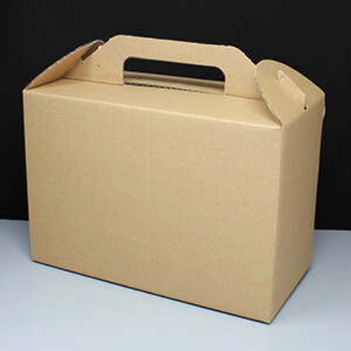 Large BROWN Corrugated Carry Box / Handled Lunch Box - Pack of 20
