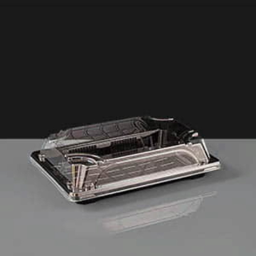 Medium Long Black Sushi Tray and Clear Lid