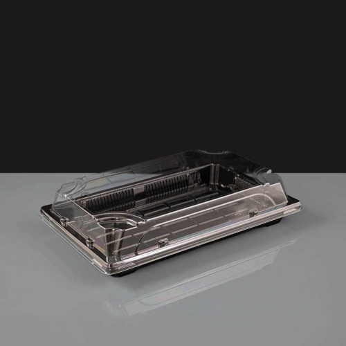 Black Sushi Tray and Clear Lid