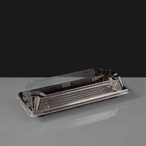 Small Long Black Sushi Tray and Clear Lid