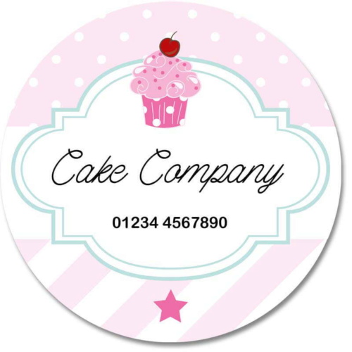 Custom Round Gloss Label - Cupcake Design 5 (Roll of 25)