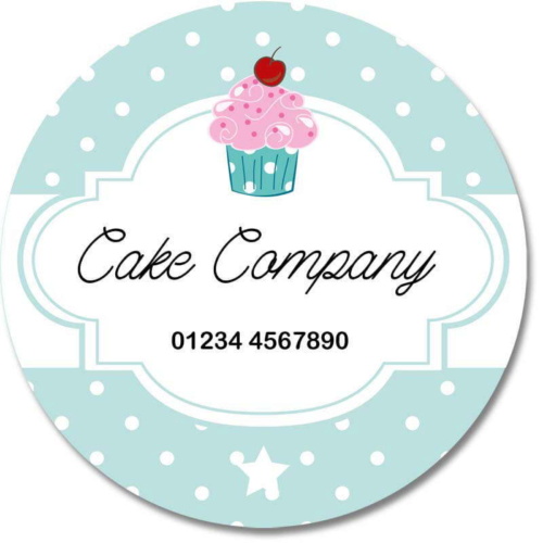 Custom Round Gloss Label - Cupcake Design 6 (Roll of 25)
