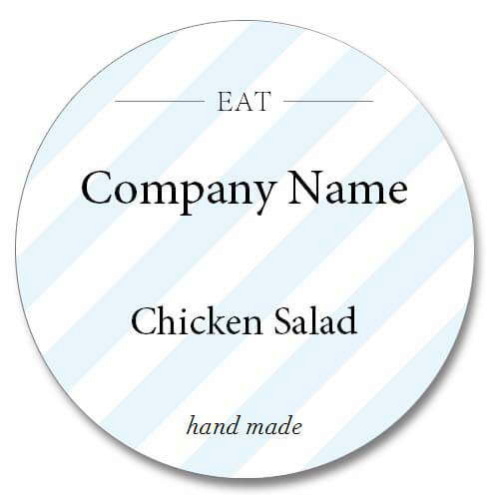Custom Round Label - EAT Hand Made Blue (Roll of 25)