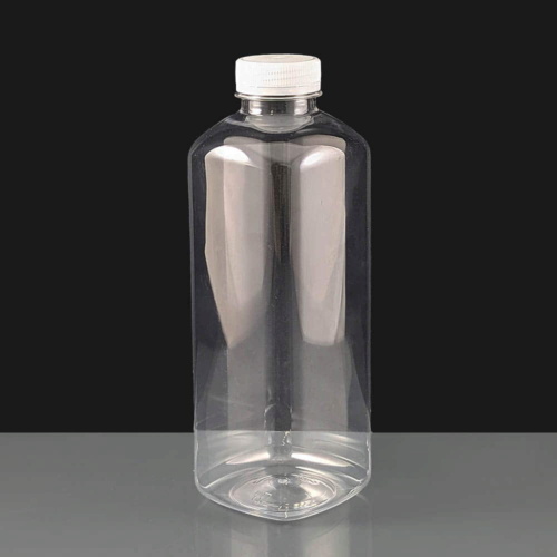 1000ml Square Plastic rPET Juice Bottle with Tamper Evident Cap