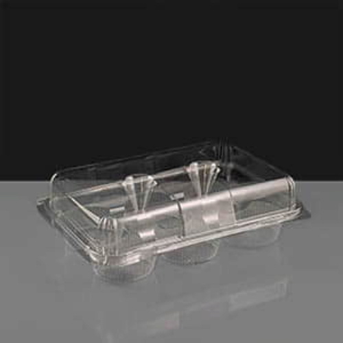 6 Cavity Plastic Hinged Cupcake Box or Pod